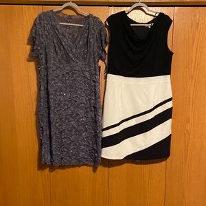 Elegant Gray and Black & White Dress